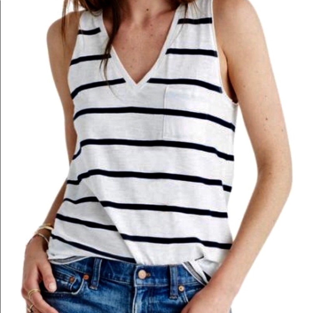 Madewell black and white stripe tank